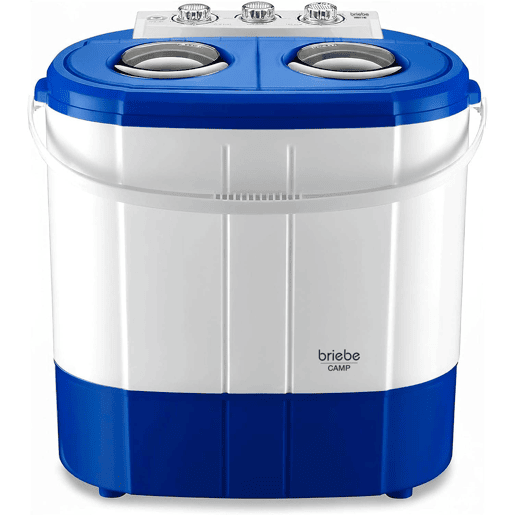 Briebe WM1140 Mini Máquina de Lavar Roupa Portátil com Centrifugadora, Ideal para Campismo, 3Kg, 2 Compartimentos, 190 , BrancoAzul