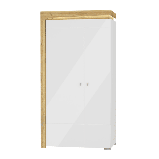 Roupeiro 2 portas LED incluída Teo Branco e Madeira Roupeiro 2 portas LED incluída Teo Branco e Madeira