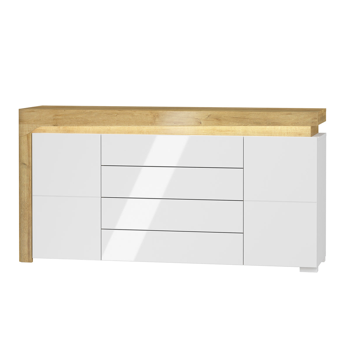 Bufé 2 puertas 4 cajones con led teo blanco y madera