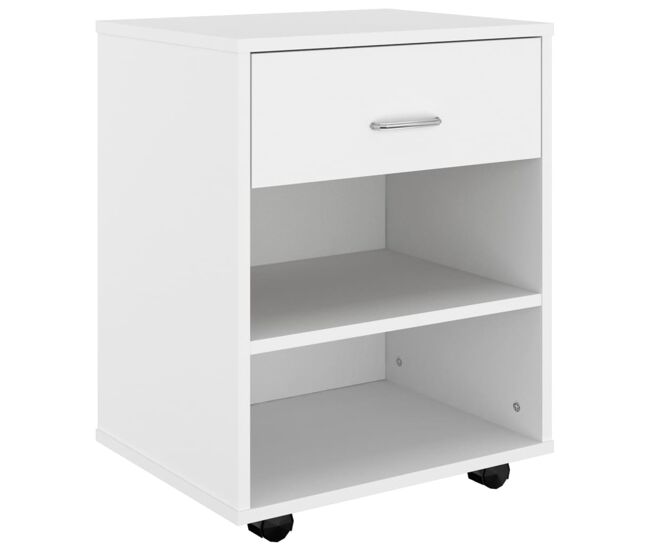 Vidaxl armario con ruedas madera contrachapada blanco 46x36x59 cm