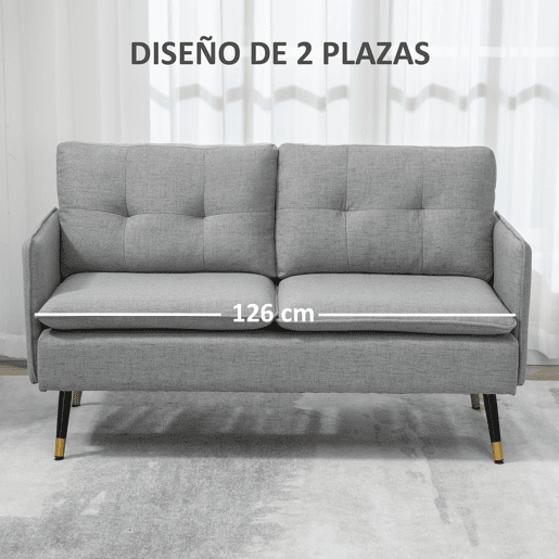 HOMCOM Conjunto de Sofá Inclui 1 Sofá de 2 Lugares e 1 Poltrona Individual com Apoios de Braços Assento Acolchoado e Pés de Aço para Sala Quarto Escritório Cinza
