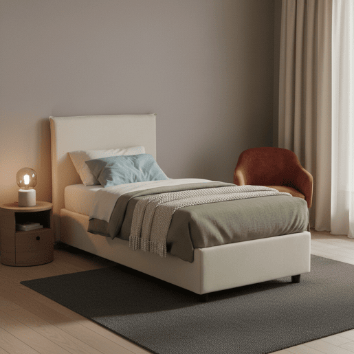 Cama de solteiro de tecido Cama de solteiro de tecido