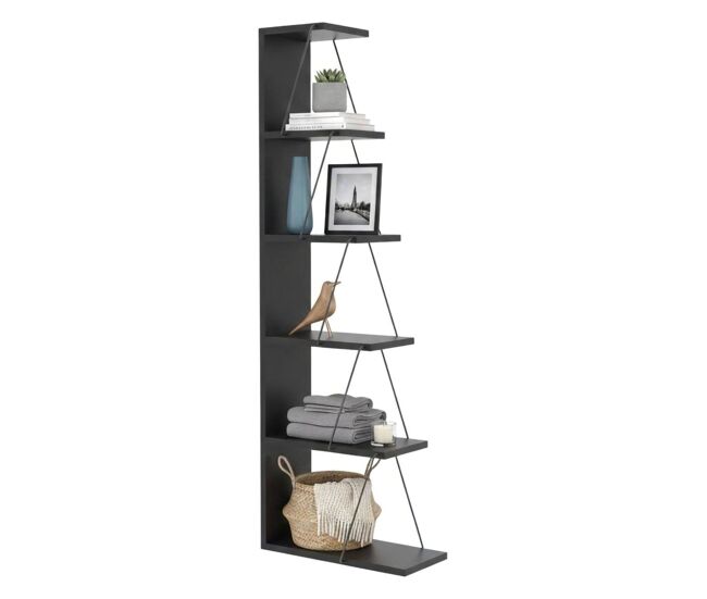 Estante de livros com efeito madeira
