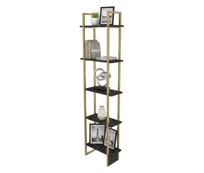 Estante de livros com efeito madeira