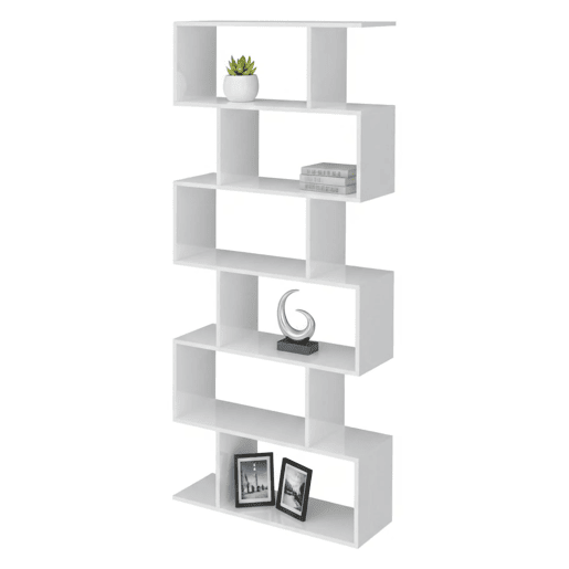 Estante de livros com efeito madeira