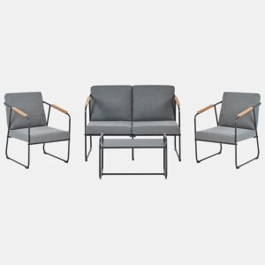 Beliani Conjunto lounge Aço VEZZANA