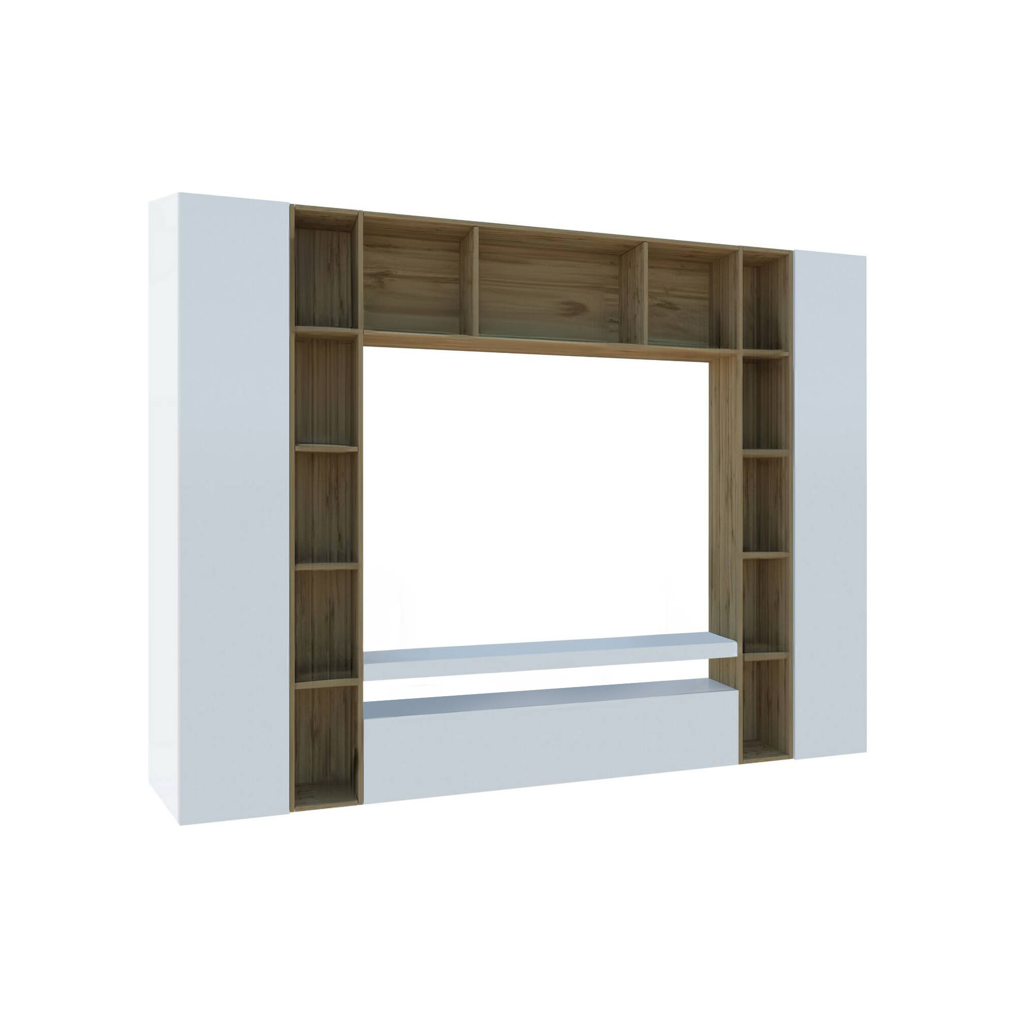 Parede montada com efeito madeira 270