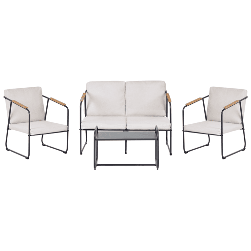 Beliani Conjunto lounge Aço VEZZANA Beliani Conjunto lounge Aço VEZZANA