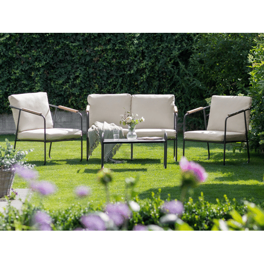 Beliani Conjunto lounge Aço VEZZANA Beliani Conjunto lounge Aço VEZZANA