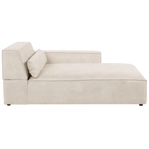 Sofá de canto modular HELLNAR Veludo Creme claro com repousa-pés 3 lugares à esquerda