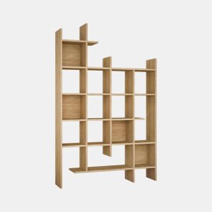 Estante de livros com efeito madeira