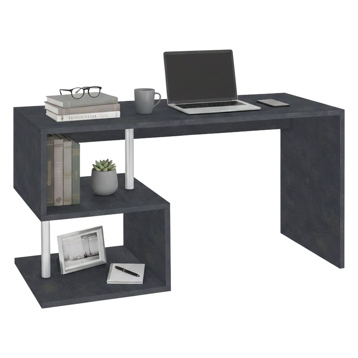 Mesa com efeito de madeira 140x60 Gris