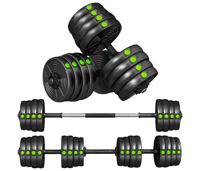 Sportnow juego de mancuernas ajustables 4 en 1, 30kg, juego de pesas con barra de conexión y mango antideslizante, pesas y mancuernas para hombres y