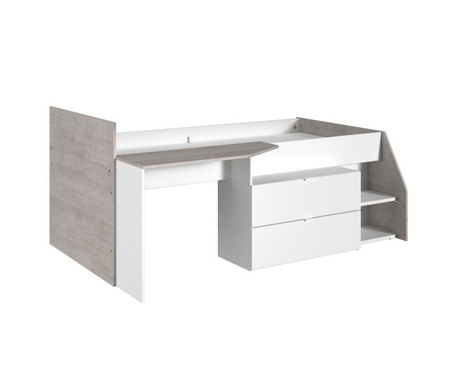 Cama combinado con escritorio y 2 cajones - 90x200 cm - milky