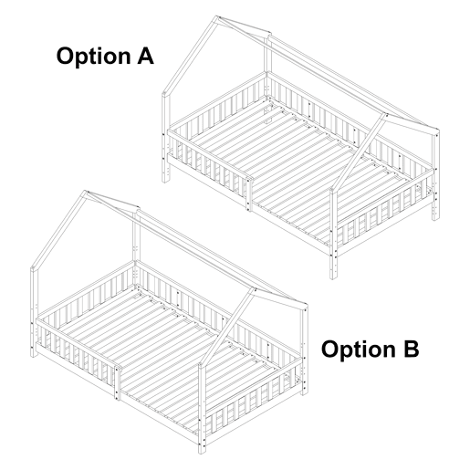 Cama de criança cabina Ydre pinho regulável em altura 120x200cm - Branco en.casa