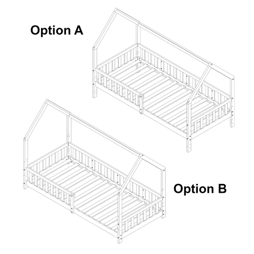 Cabina-cama para crianças Ydre com colchão regulável em altura pinho 90x200cm - Branco en.casa