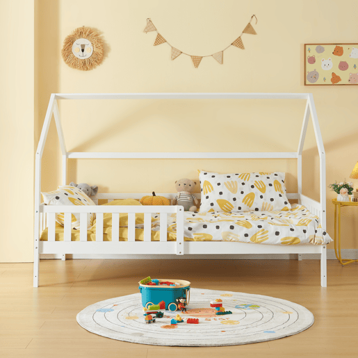 Cabina-cama para crianças Ydre com colchão regulável em altura pinho 120x200cm - Branco en.casa