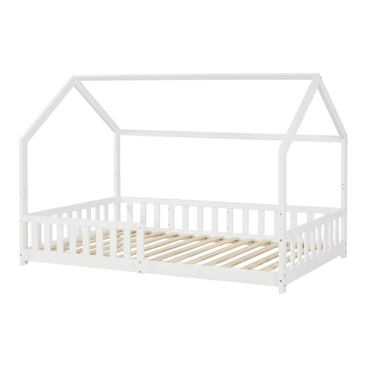 Cabina-cama para crianças Ydre com colchão regulável em altura pinho 120x200cm - Branco en.casa