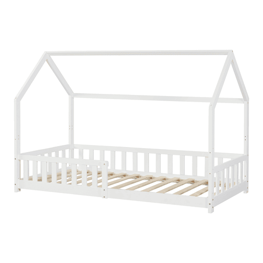 Cama de criança cabina Ydre, pinho regulável em altura 90x200cm - Branco en.casa