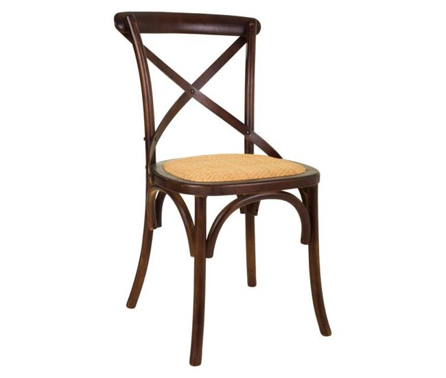 Silla de madera y asiento de ratán marrón 44x42x46/88