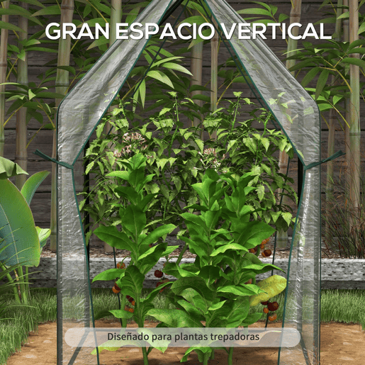 Outsunny Estufa de Jardim Estufa de Varanda com 2 Portas com Fecho de Correr Anti UV para Cultivo de Plantas Flores Verduras 90x90x145 cm Transparente