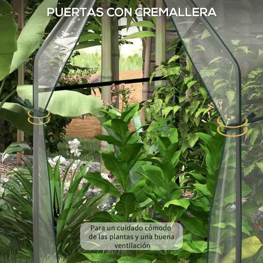 Outsunny Estufa de Jardim Estufa de Varanda com 2 Portas com Fecho de Correr Anti UV para Cultivo de Plantas Flores Verduras 90x90x145 cm Transparente
