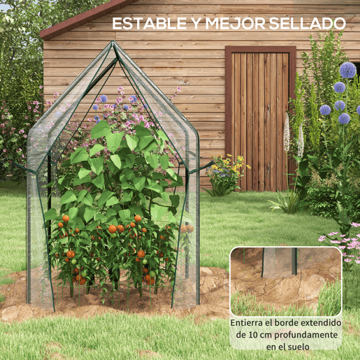 Outsunny Estufa de Jardim Estufa de Varanda com 2 Portas com Fecho de Correr Anti UV para Cultivo de Plantas Flores Verduras 90x90x145 cm Transparente