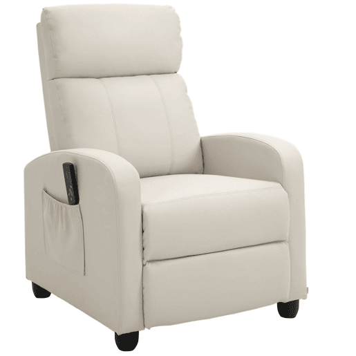HOMCOM Poltrona de Massagem Poltrona Relax Reclinável com 2 Zonas de Massagem 8 Programas 5 Níveis de Intensidade e Controlo Remoto Estofada em PU 68x88x98 cm Creme HOMCOM Poltrona de Massagem Poltrona Relax Reclinável com 2 Zonas de Massagem 8 Programas 5 Níveis de Intensidade e Controlo Remoto Estofada em PU 68x88x98 cm Creme