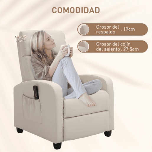 HOMCOM Poltrona de Massagem Poltrona Relax Reclinável com 2 Zonas de Massagem 8 Programas 5 Níveis de Intensidade e Controlo Remoto Estofada em PU 68x88x98 cm Creme HOMCOM Poltrona de Massagem Poltrona Relax Reclinável com 2 Zonas de Massagem 8 Programas 5 Níveis de Intensidade e Controlo Remoto Estofada em PU 68x88x98 cm Creme