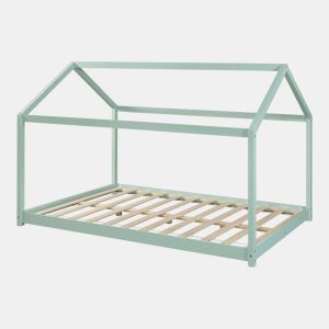 Cama de criança Cerro em forma de casa de pinho 140x200cm - Verde menta en.casa