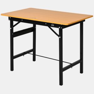 HOMCOM Bancada de Trabalho Dobrável Mesa de Trabalho Dobrável com Régua Transferidor Carga 100 kg 100x60x75,5 cm Madeira e Preto