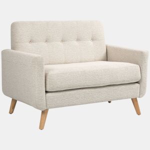 HOMCOM Sofá de 2 Lugares Estofado em Veludo Sofá de Sala de Estar Moderno com Apoio para os Braços e Pés de Madeira Carga 240 kg para Dormitório Escritório 114x71x82 cm Beige