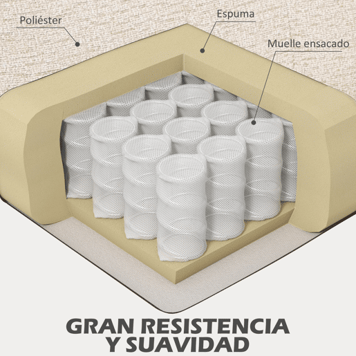 HOMCOM Sofá de 2 Lugares Estofado em Veludo Sofá de Sala de Estar Moderno com Apoio para os Braços e Pés de Madeira Carga 240 kg para Dormitório Escritório 114x71x82 cm Beige