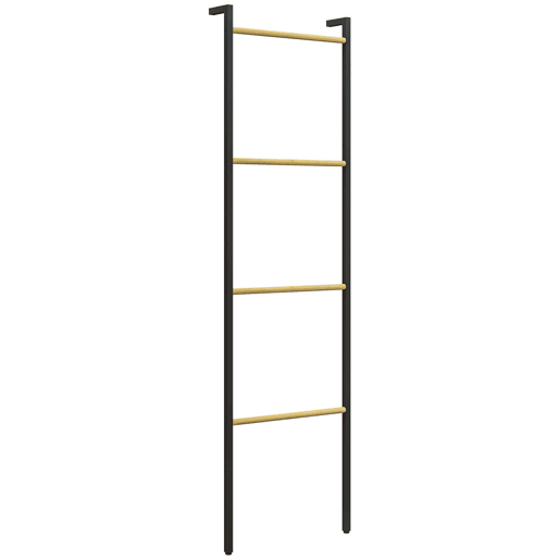 HOMCOM Toalheiro de 4 Níveis Toalheiro Escada Apoiado na Parede Toalheiro Casa de Banho com 4 Barras de Bambu e Estrutura de Aço 49x5,5x167,5 cm Preto e Madeira