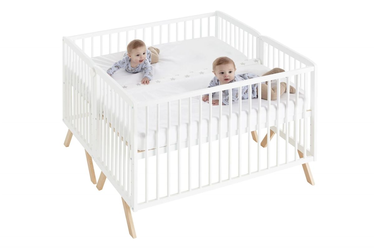 Cuna gemelar nuru (2 cunas), evolutiva en cuna colecho, cuna gemelar y cuna de bebé. desde el nacimiento hasta 3 años
