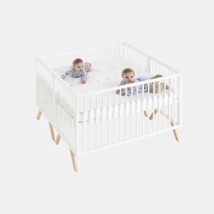 Berço gemelar Nuru (2 berços), evolutivo como berço de co-sleeping, berço gemelar e berço individual. Desde o nascimento até os 3 anos