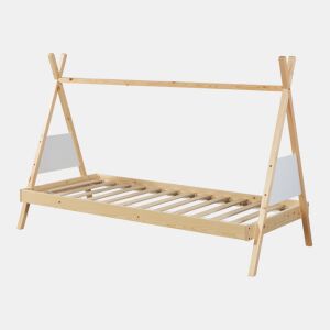 Cama de criança Siikajoki Tipi estrutura madeira de pinho 90x200 cm - NaturalBranco en.casa