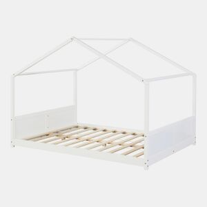 Cama de criança Simo em forma de casa de pinho 120x200cm - Branco en.casa