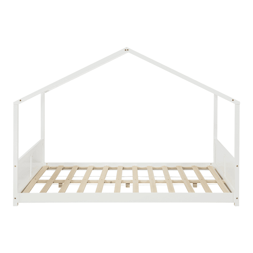 Cama de criança Simo em forma de casa de pinho 120x200cm - Branco en.casa