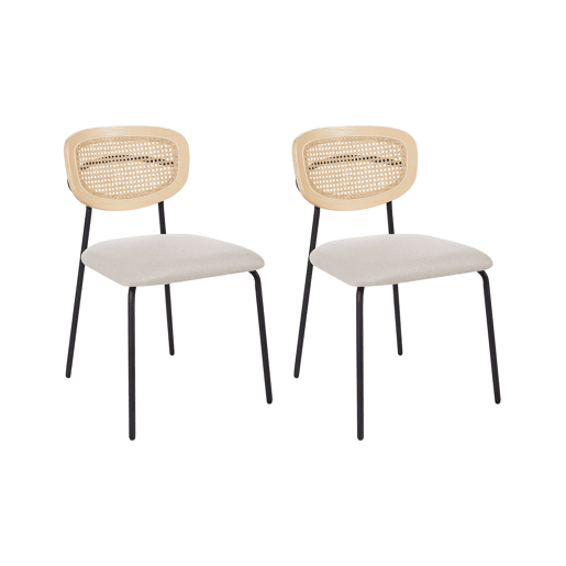 Conjunto de 2 cadeiras de jantar MAYETTA Rattan Creme claro