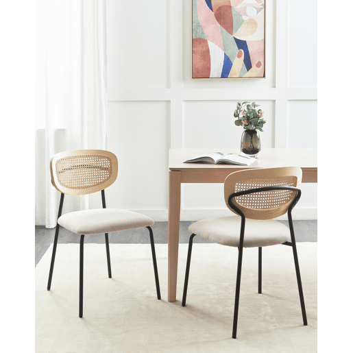 Conjunto de 2 cadeiras de jantar MAYETTA Rattan Creme claro