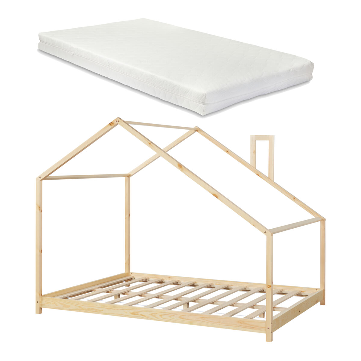 Cama para niños Siuntio con colchón madera de pino [en.casa] 146x206