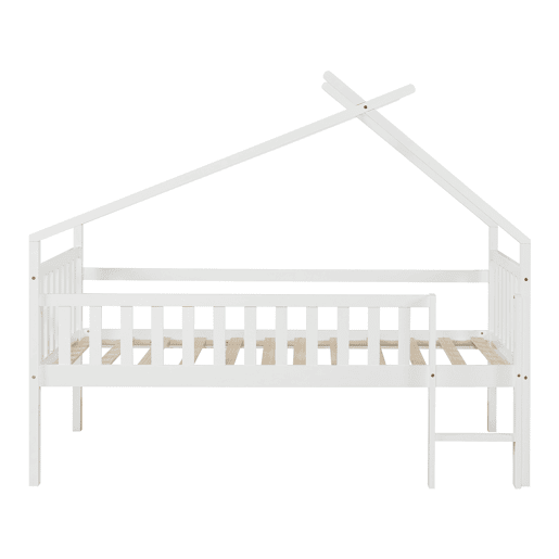 Cama alta de cabina Sotkamo para crianças Colchão em pinho 90x200 - Branco en.casa