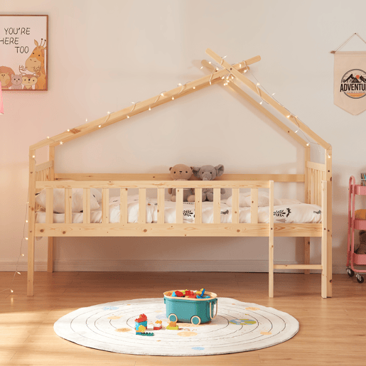 Cama alta para crianças Sotkamo pinho 90x200 - Natural en.casa