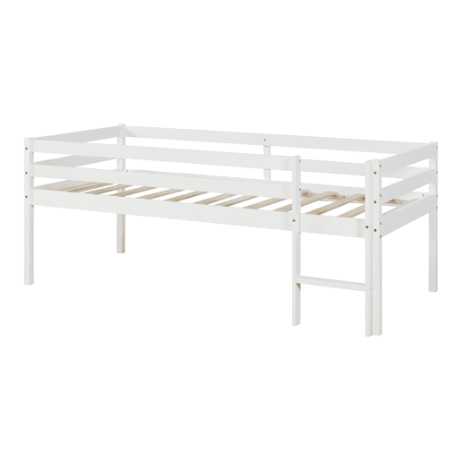 Cama alta para crianças Siikalatva em madeira de pinho 90 x 200 cm - Branco en.casa