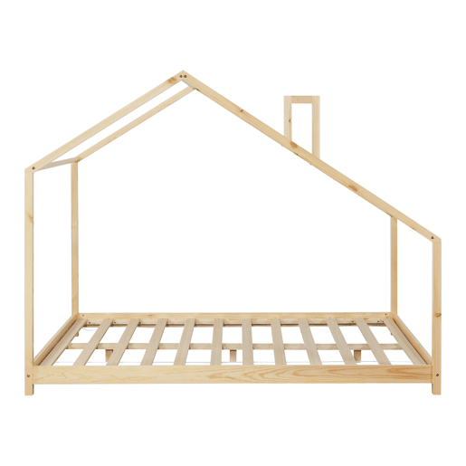 Cama de criança Siuntio com teto inclinado em madeira de pinho 140x200 cm - Natural en.casa