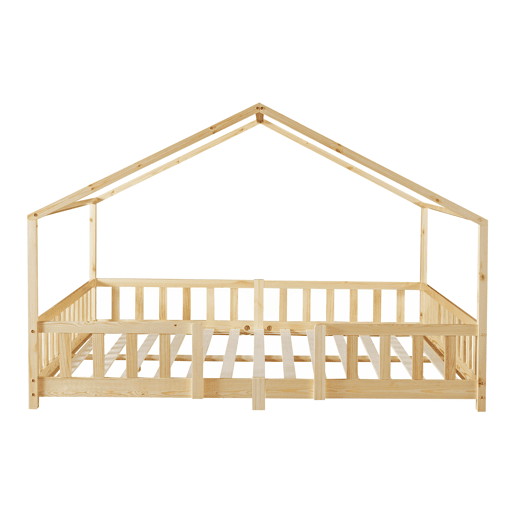 Cama de criança Treviolo em forma de casa de pinho 120x200 cm - Pinho natural en.casa