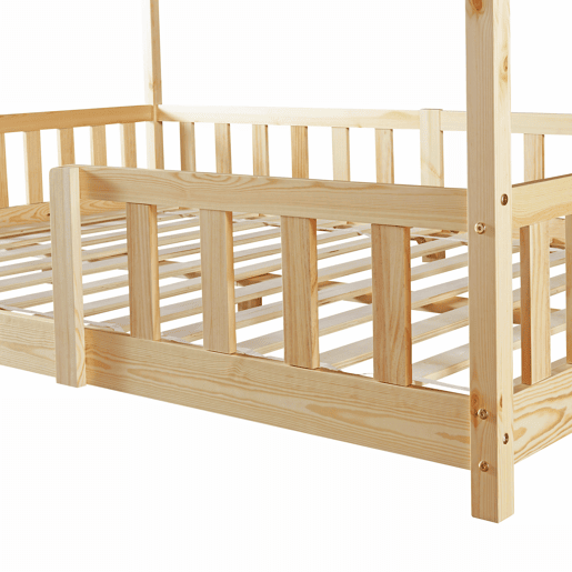 Cama de criança Treviolo em forma de casa de pinho 120x200 cm - Pinho natural en.casa