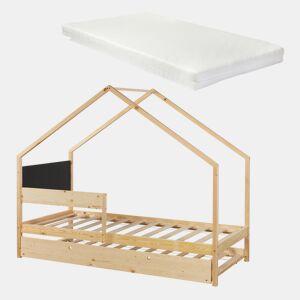 Cama de rodízio para crianças Sonkajärvi com 2 gavetas 90x200cm - Madeira en.casa