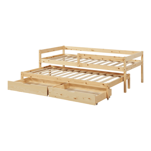 Cama de rodízio para crianças Sonkajärvi com 2 gavetas 90x200cm - Madeira en.casa